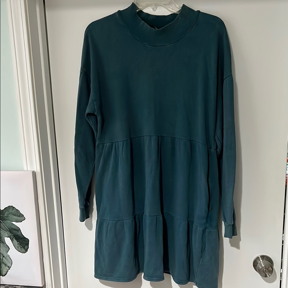 Wild Fable Teal Dyed Long Sleeve Sweatshirt Dress Size Large